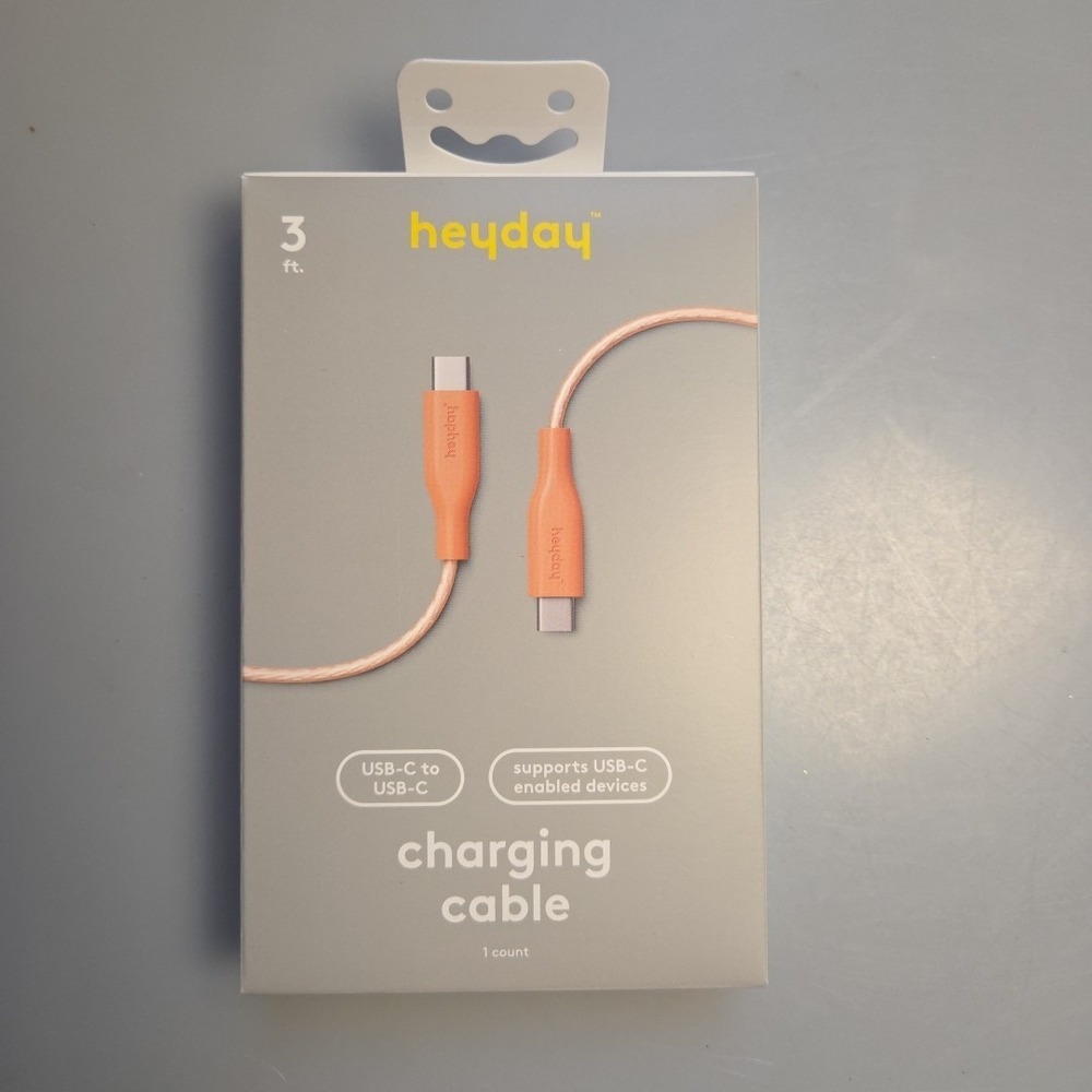Heyday USB-C to USB-C Silicone Translucent Jelly Charging Cable -‎ heyday- Peach
